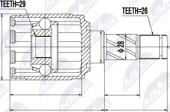 NTY NPW-VV-007 - Šarnīru komplekts, Piedziņas vārpsta www.autospares.lv