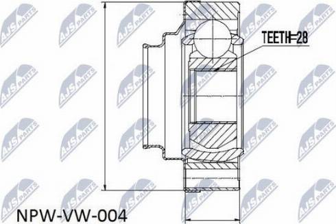 NTY NPW-VW-004 - Шарнирный комплект, ШРУС, приводной вал www.autospares.lv