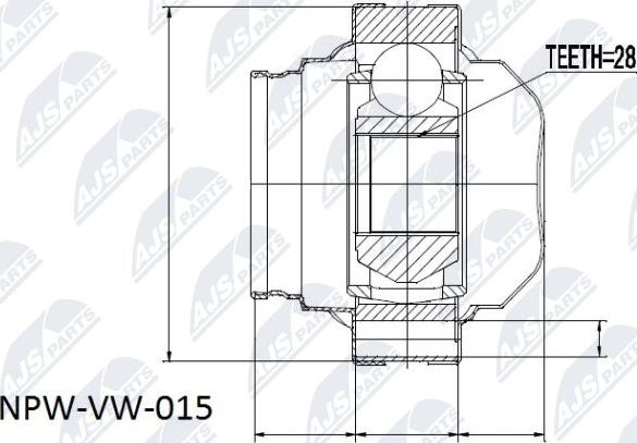 NTY NPW-VW-015 - Шарнирный комплект, ШРУС, приводной вал www.autospares.lv