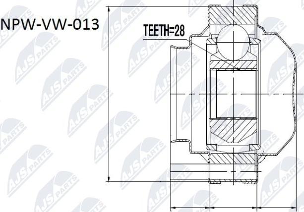 NTY NPW-VW-013 - Шарнирный комплект, ШРУС, приводной вал www.autospares.lv