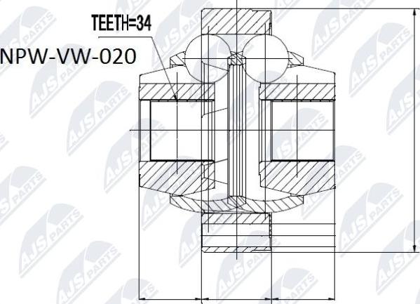 NTY NPW-VW-020 - Šarnīru komplekts, Piedziņas vārpsta www.autospares.lv