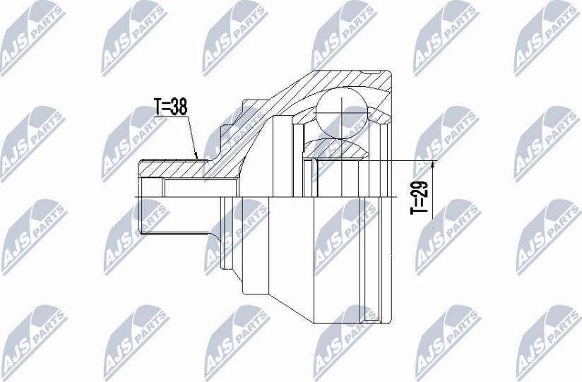 NTY NPZ-AU-049 - Šarnīru komplekts, Piedziņas vārpsta www.autospares.lv