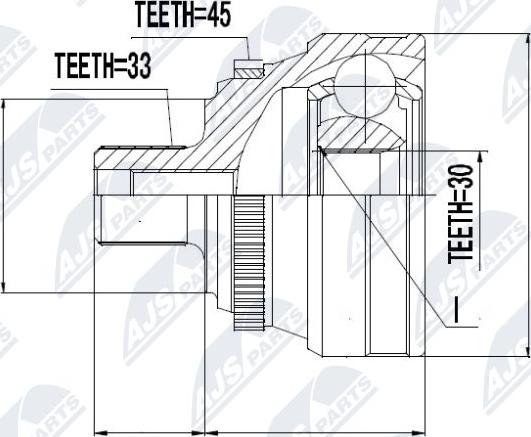 NTY NPZ-AU-003 - Šarnīru komplekts, Piedziņas vārpsta www.autospares.lv