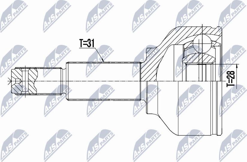 NTY NPZ-FR-052 - Šarnīru komplekts, Piedziņas vārpsta www.autospares.lv