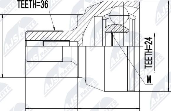 NTY NPZ-FR-015 - Šarnīru komplekts, Piedziņas vārpsta www.autospares.lv