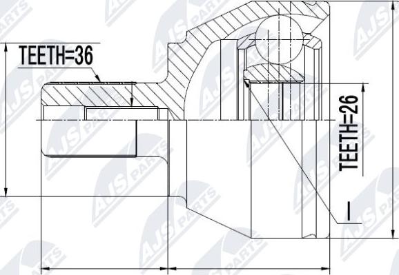 NTY NPZ-FR-016 - Šarnīru komplekts, Piedziņas vārpsta www.autospares.lv