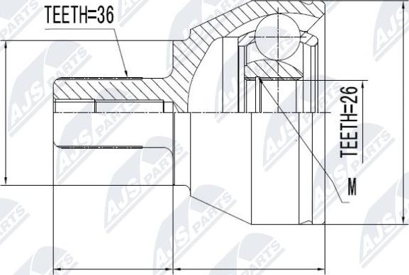 NTY NPZ-FR-027 - Šarnīru komplekts, Piedziņas vārpsta www.autospares.lv