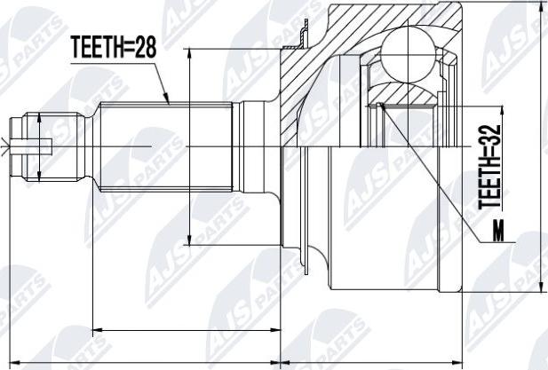 NTY NPZ-HD-044 - Šarnīru komplekts, Piedziņas vārpsta www.autospares.lv