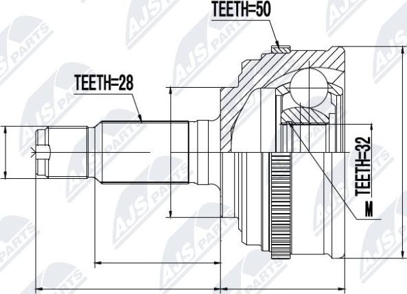 NTY NPZ-HD-019 - Šarnīru komplekts, Piedziņas vārpsta www.autospares.lv