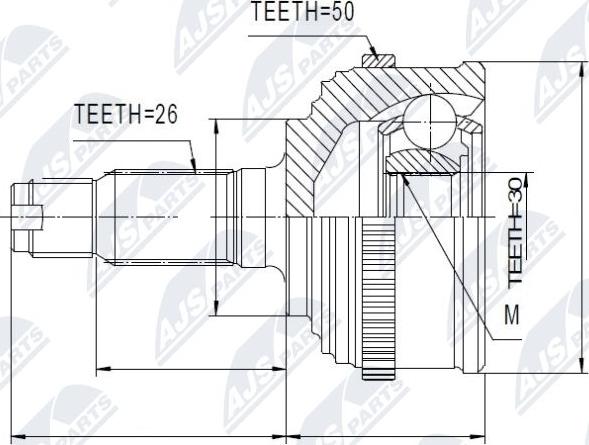 NTY NPZ-HD-022 - Šarnīru komplekts, Piedziņas vārpsta www.autospares.lv