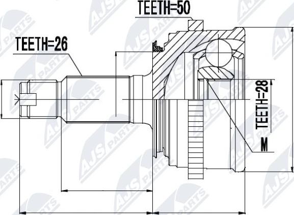 NTY NPZ-HD-027 - Šarnīru komplekts, Piedziņas vārpsta www.autospares.lv