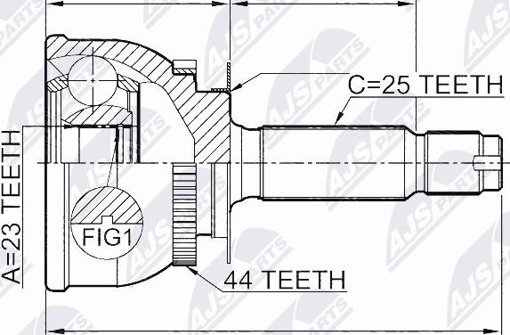 NTY NPZ-HY-549 - Šarnīru komplekts, Piedziņas vārpsta autospares.lv