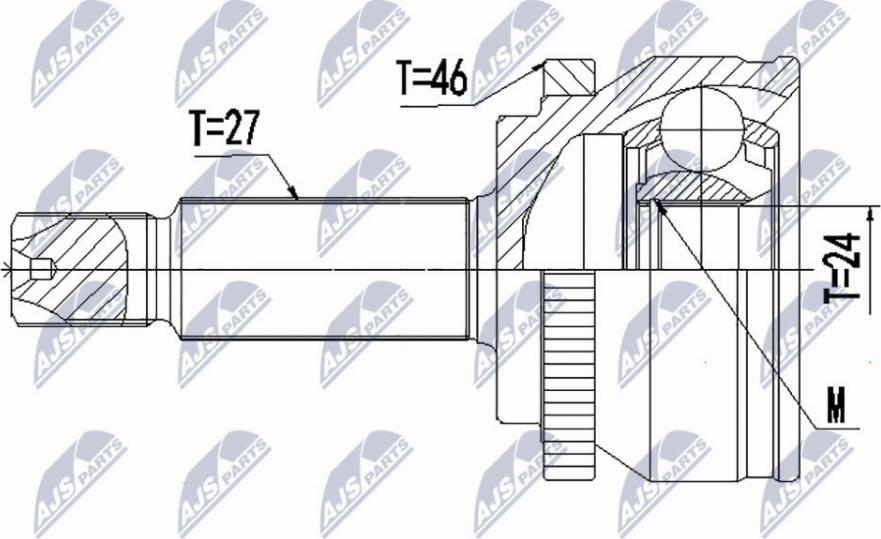 NTY NPZ-HY-557 - Šarnīru komplekts, Piedziņas vārpsta autospares.lv