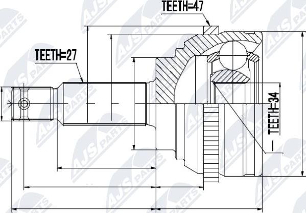 NTY NPZ-HY-509 - Šarnīru komplekts, Piedziņas vārpsta www.autospares.lv