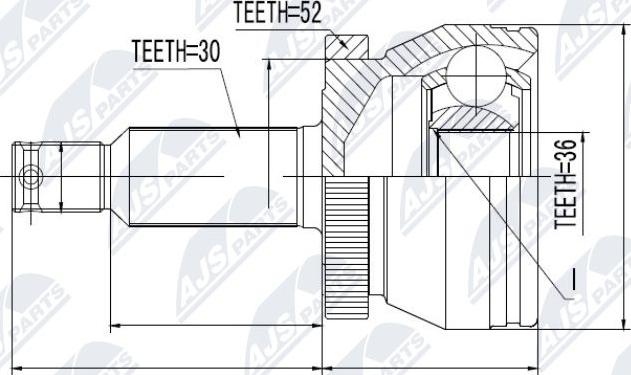 NTY NPZ-HY-504 - Šarnīru komplekts, Piedziņas vārpsta www.autospares.lv