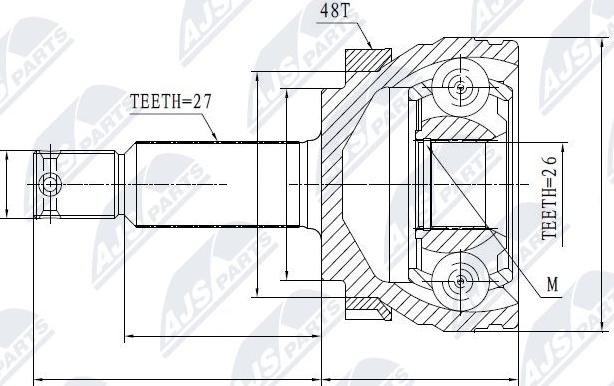 NTY NPZ-HY-507 - Šarnīru komplekts, Piedziņas vārpsta www.autospares.lv