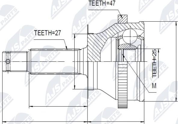 NTY NPZ-HY-535 - Šarnīru komplekts, Piedziņas vārpsta www.autospares.lv