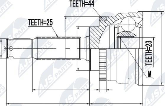 NTY NPZ-HY-533 - Šarnīru komplekts, Piedziņas vārpsta autospares.lv