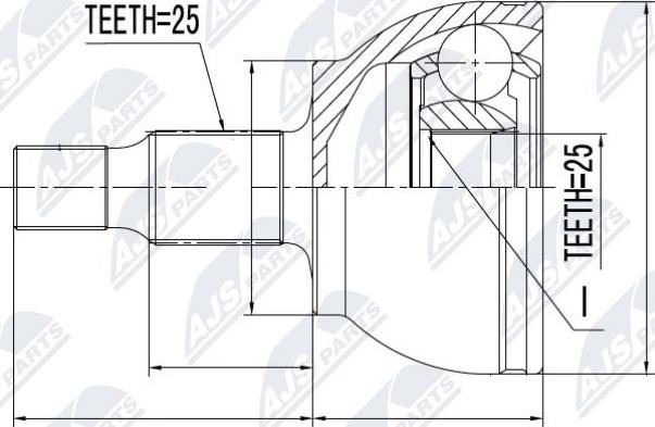 NTY NPZ-ME-007 - Шарнирный комплект, ШРУС, приводной вал www.autospares.lv