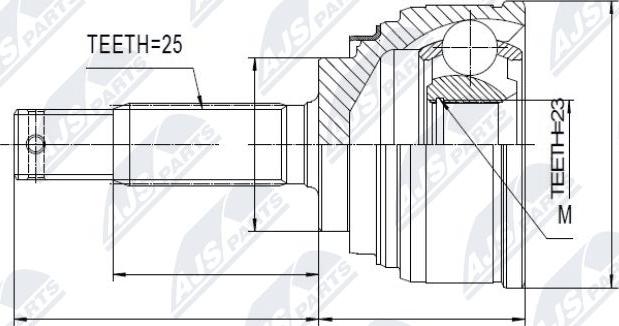 NTY NPZ-MS-005 - Šarnīru komplekts, Piedziņas vārpsta www.autospares.lv