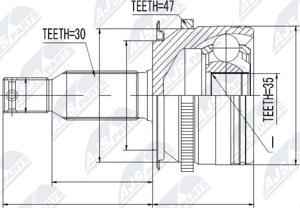 NTY NPZ-MS-006 - Šarnīru komplekts, Piedziņas vārpsta autospares.lv