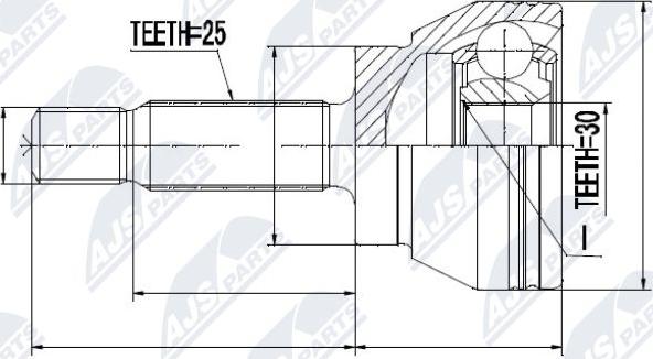 NTY NPZ-MS-008 - Šarnīru komplekts, Piedziņas vārpsta autospares.lv