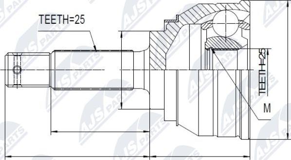 NTY NPZ-MS-003 - Šarnīru komplekts, Piedziņas vārpsta www.autospares.lv