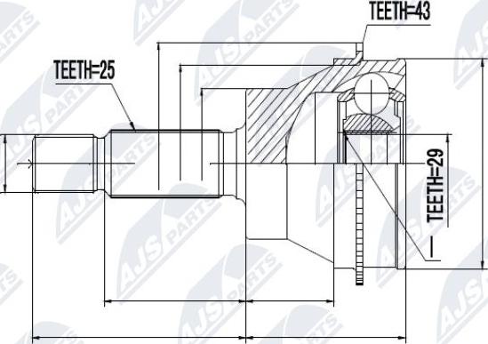 NTY NPZ-MS-018 - Šarnīru komplekts, Piedziņas vārpsta www.autospares.lv