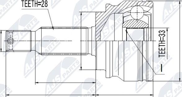 NTY NPZ-MS-012 - Šarnīru komplekts, Piedziņas vārpsta www.autospares.lv