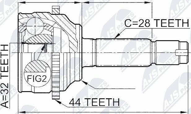 NTY NPZ-MZ-052 - Šarnīru komplekts, Piedziņas vārpsta www.autospares.lv