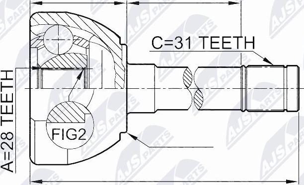 NTY NPZ-NS-049 - Šarnīru komplekts, Piedziņas vārpsta www.autospares.lv