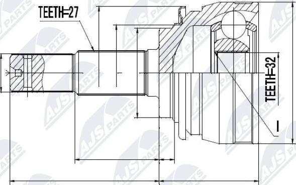 NTY NPZ-NS-026 - Šarnīru komplekts, Piedziņas vārpsta www.autospares.lv