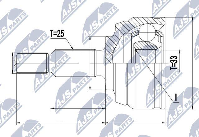 NTY NPZ-RE-044 - Šarnīru komplekts, Piedziņas vārpsta www.autospares.lv