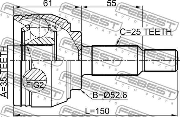 NTY NPZ-RE-046 - Šarnīru komplekts, Piedziņas vārpsta www.autospares.lv