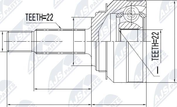 NTY NPZ-SK-001 - Šarnīru komplekts, Piedziņas vārpsta www.autospares.lv