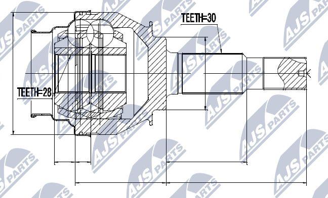 NTY NPZ-TY-095 - Šarnīru komplekts, Piedziņas vārpsta www.autospares.lv