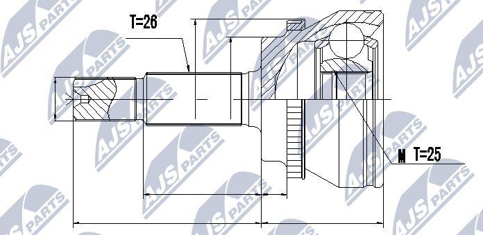 NTY NPZ-TY-067 - Šarnīru komplekts, Piedziņas vārpsta autospares.lv