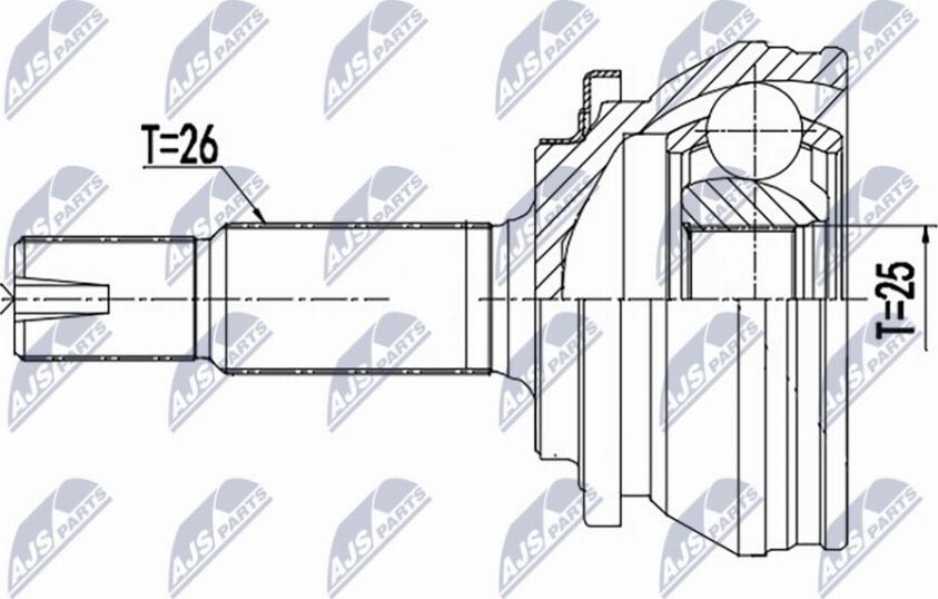 NTY NPZ-TY-013 - Шарнирный комплект, ШРУС, приводной вал www.autospares.lv