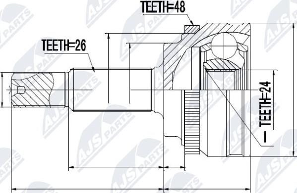 NTY NPZ-TY-088 - Šarnīru komplekts, Piedziņas vārpsta autospares.lv