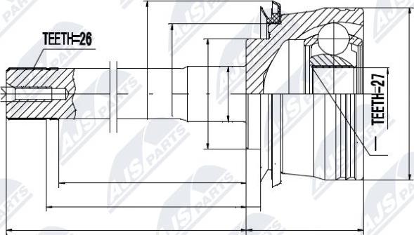 NTY NPZ-TY-078 - Шарнирный комплект, ШРУС, приводной вал www.autospares.lv