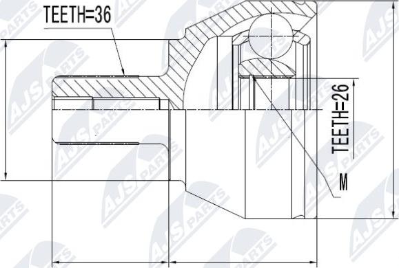 NTY NPZ-VV-014 - Šarnīru komplekts, Piedziņas vārpsta www.autospares.lv