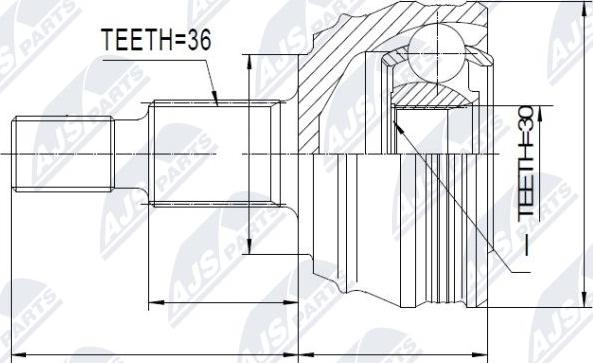 NTY NPZ-VW-007 - Šarnīru komplekts, Piedziņas vārpsta www.autospares.lv