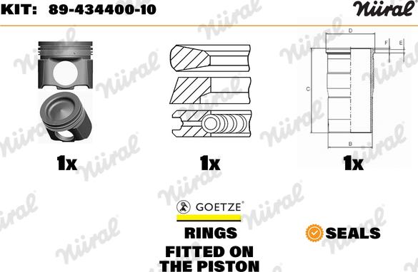 Nüral 89-434400-10 - Remkomplekts, Virzulis / Cilindra čaula www.autospares.lv