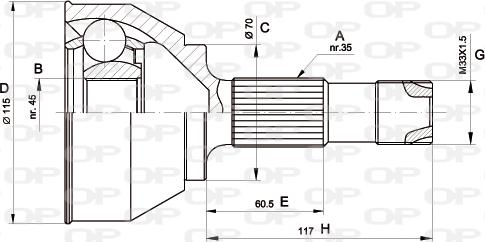 Open Parts CVJ5458.10 - Šarnīru komplekts, Piedziņas vārpsta autospares.lv