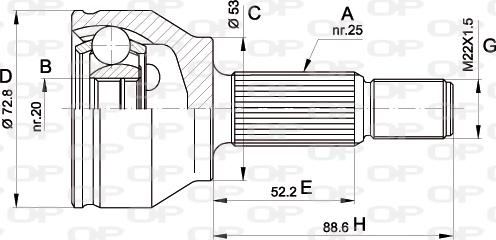 Open Parts CVJ5513.10 - Šarnīru komplekts, Piedziņas vārpsta www.autospares.lv