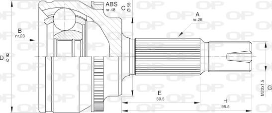 Open Parts CVJ5588.10 - Šarnīru komplekts, Piedziņas vārpsta autospares.lv