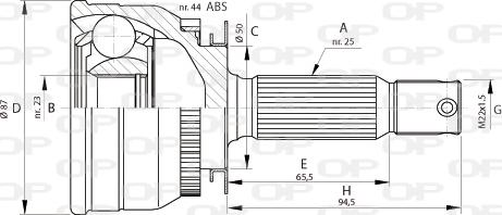 Open Parts CVJ5691.10 - Šarnīru komplekts, Piedziņas vārpsta autospares.lv