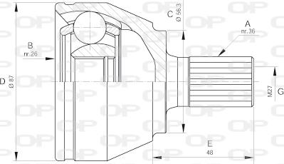 Open Parts CVJ5643.10 - Šarnīru komplekts, Piedziņas vārpsta www.autospares.lv