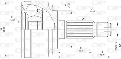 Open Parts CVJ5606.10 - Šarnīru komplekts, Piedziņas vārpsta www.autospares.lv