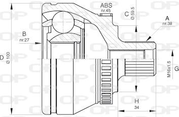 Open Parts CVJ5621.10 - Шарнирный комплект, ШРУС, приводной вал www.autospares.lv